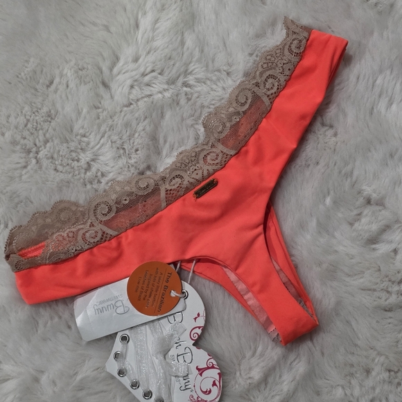 Nwt Beach Bunny Love‎ Potion Coral Lace Brazilian thong Bikini Bottoms xs - Picture 5 of 9